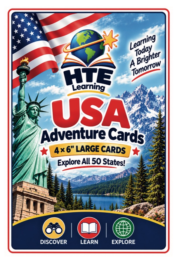The USA Adventure Cards box: 4x6 large cards, explore all 50 states